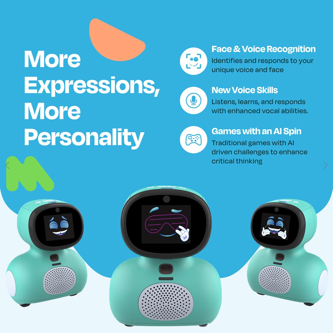 Miko Mini AI Robot | 2 Years Free Max | STEAM Learning for Kids 5+ | Blue | Toy robot for kids