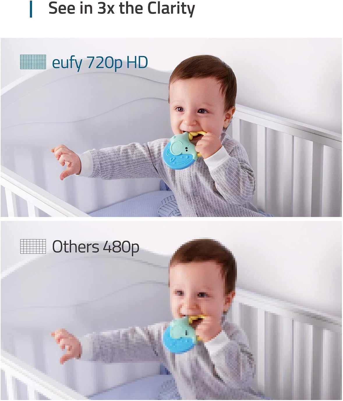 eufy Security Baby Monitor Spaceview E110 with Security Camera and 2-Way Audio, 720p HD Resolution, Night Vision, 5" Display, 110° Wide-Angle Lens Included, Lullaby Player, Sound Alert (Renewed)