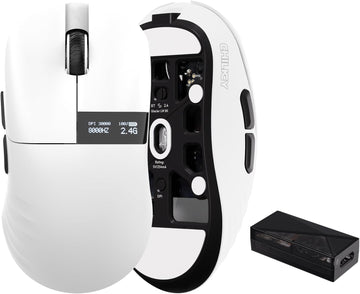 OOCTPK Chilkey Glacier LW 8K M Wireless Gaming Mouse with Screen - 49g Super Lightweight - Dual 8K Polling - Maximum 30000 DPI - Optical Switch - Tri-Mode 2.4G/USB-C/Bluetooth 5.2 - White