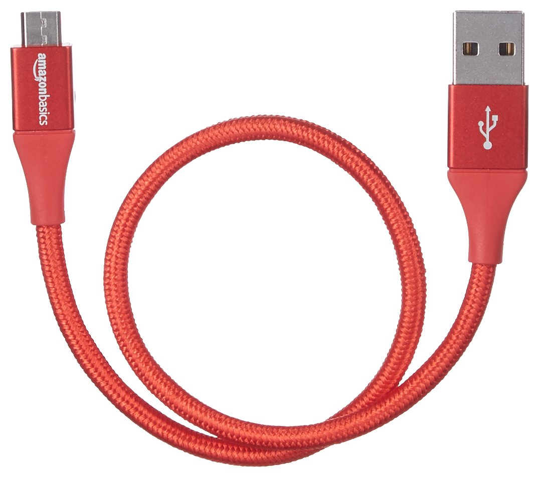 Amazonbasics Micro USB Fast Charging Cable for Smartphone (1 Feet, Red)