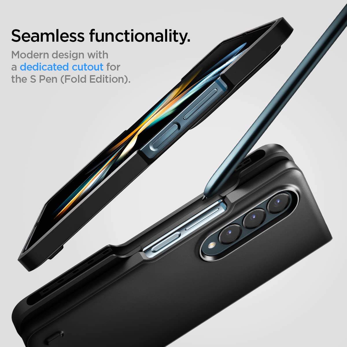 Spigen Thin Fit P for Samsung Galaxy Z Fold 4 Case, Galaxy Z Fold4 Back Cover (2022) - TPU+Poly Carbonate｜Black
