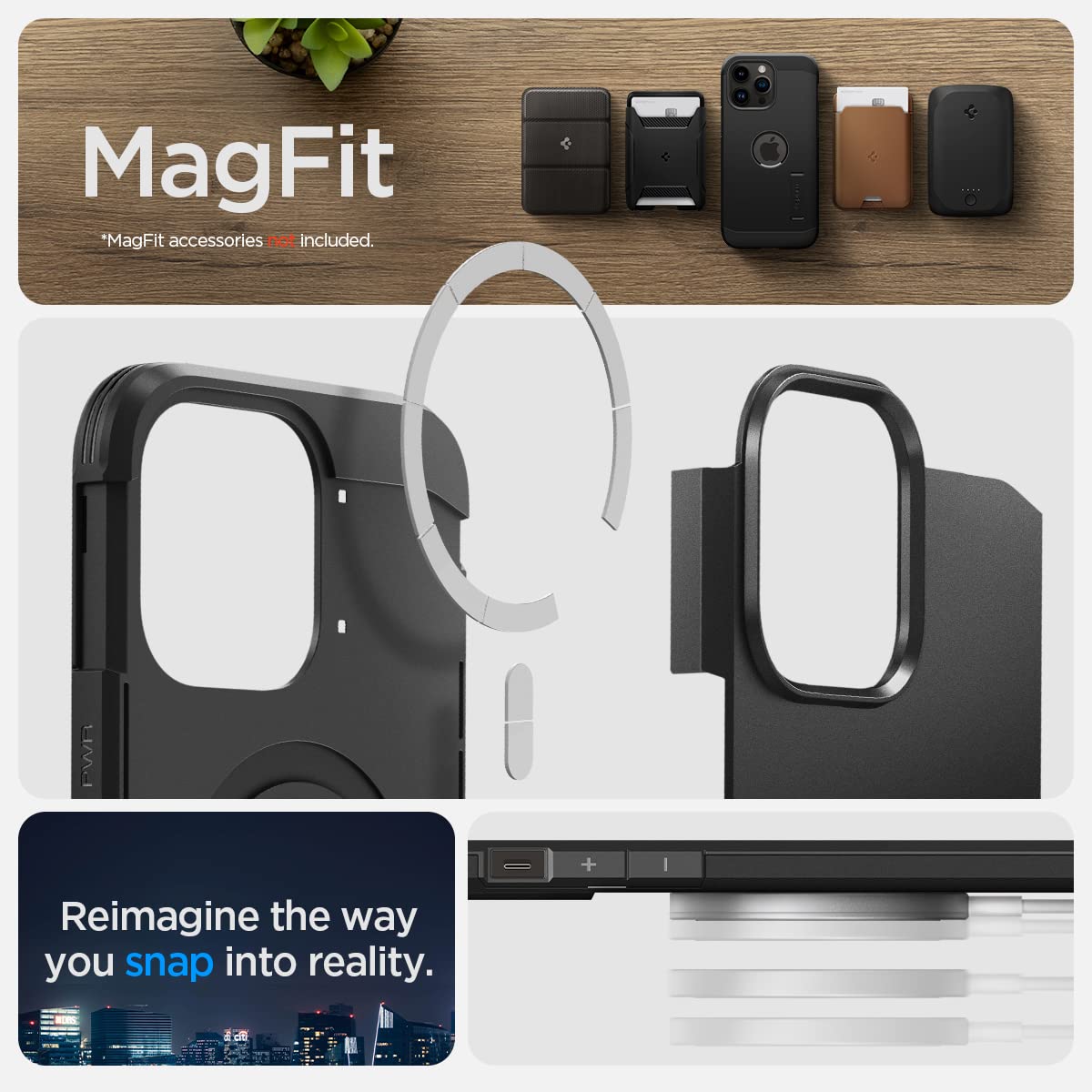 Spigen Tough Armor MagFit Back Cover Case Compatible with iPhone 14 Pro Max (TPU + Poly Carbonate | Black)