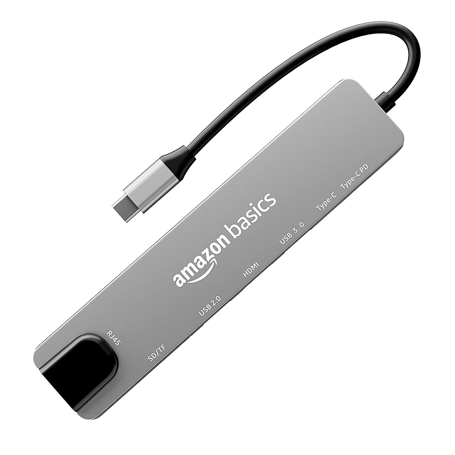 Amazon Basics USB Type-C Hub Dock, 8-in-1 HDCP Aluminium Adapter with 4K HDMI & Ethernet Port,100mbps, Power Delivery, TF/SD Card Reader, Mac & Windows USB-C & 3.0 Devices
