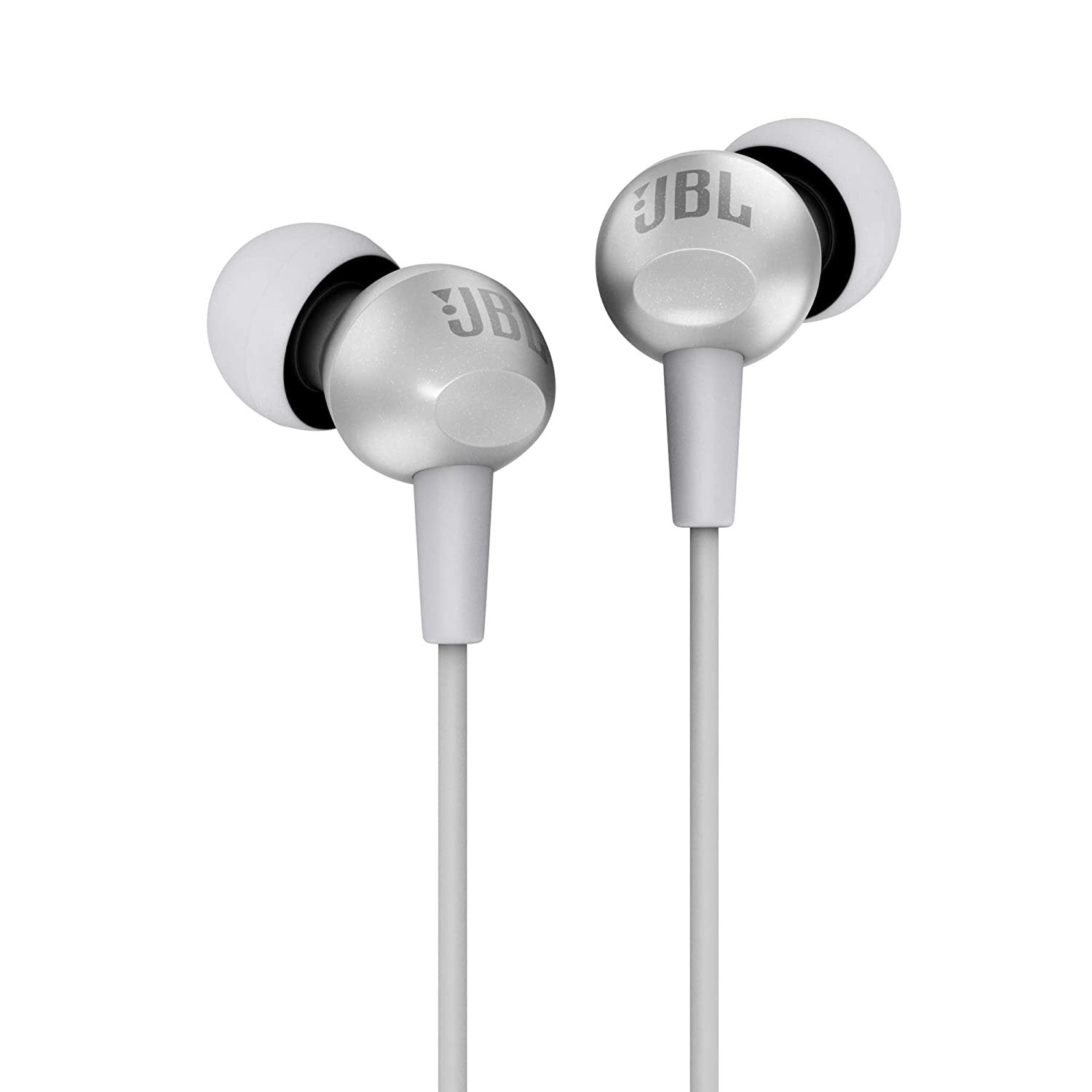 JBL C200SI, Premium in Ear Wired Earphones with Mic, JBL Signature Sound, One Button Multi-Function Remote, Angled Earbuds for Comfort fit (Grey)