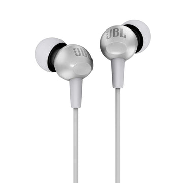 JBL C200SI, Premium in Ear Wired Earphones with Mic, JBL Signature Sound, One Button Multi-Function Remote, Angled Earbuds for Comfort fit (Grey)