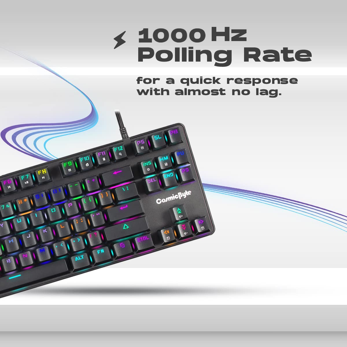 Cosmic Byte CB-GK-18 Firefly Per-Key RGB TKL Mechanical Keyboard with Swappable Outemu Red Switch, Macros, Software (Black)