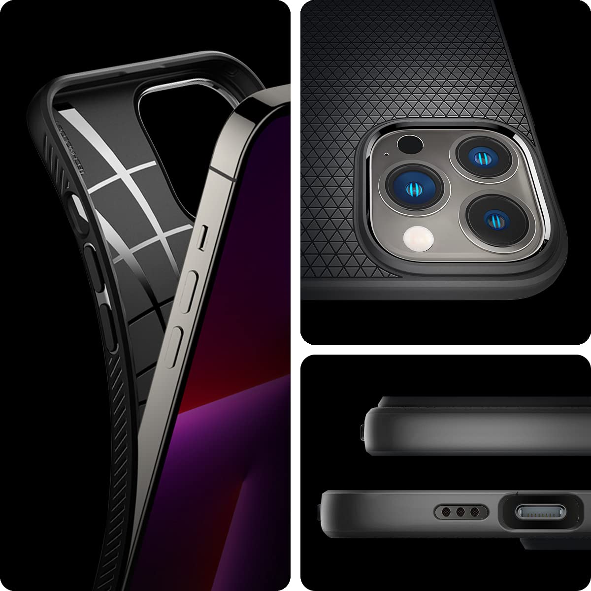 Spigen Liquid Air Back Cover Case Compatible with iPhone 13 Pro (TPU | Matte Black)