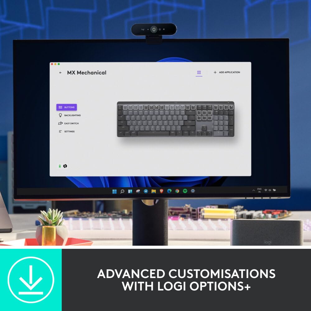 Logitech MX Mechanical Wireless Illuminated Performance Keyboard with Free Adobe Subscription, Linear Switches, Backlit Keys, Bluetooth, USB-C