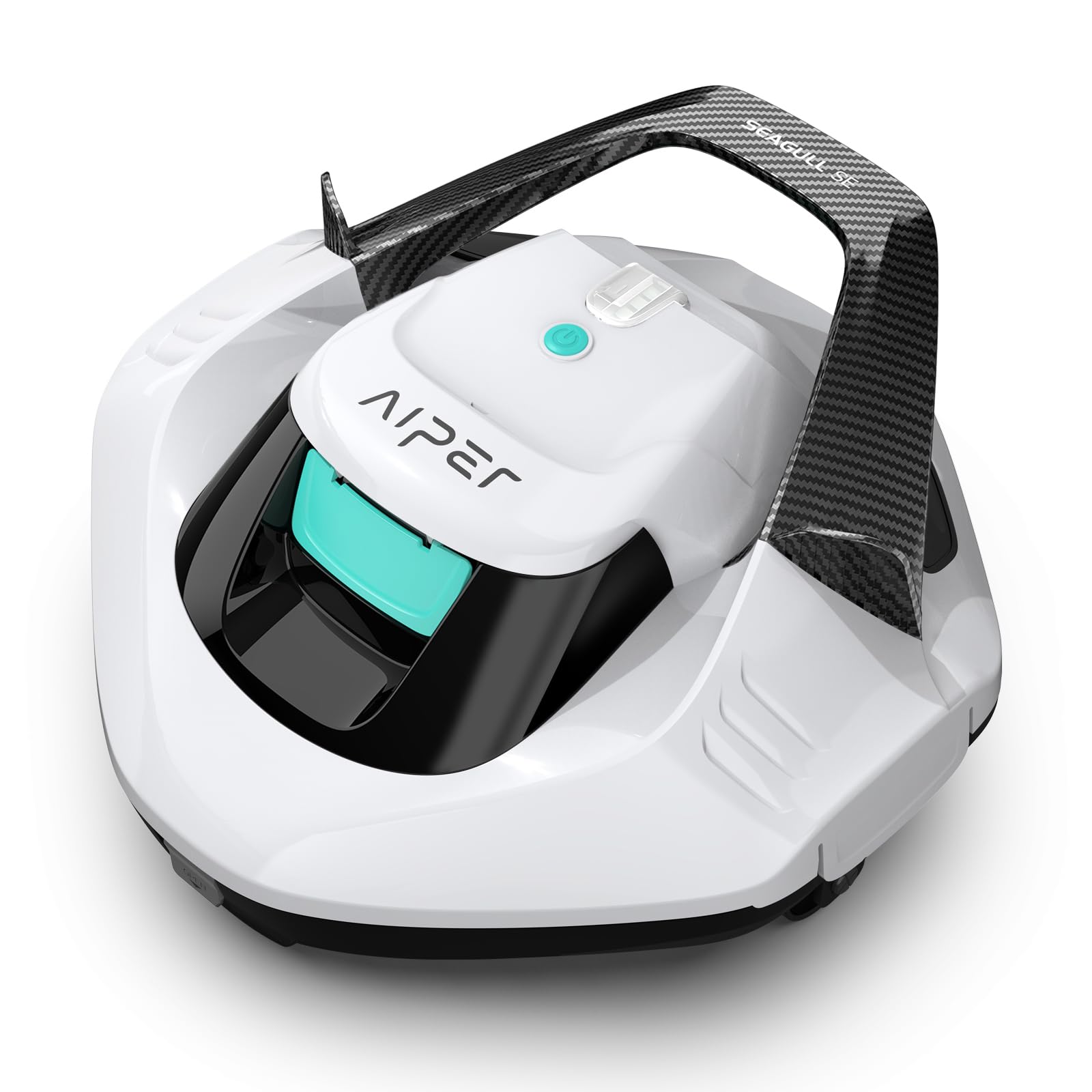 AIPER Seagull SE 2025 Cordless Robotic Pool Cleaner with LED Indicator, Self-Parking Technology, Lasts 90 Mins Runtime, Ideal for Above-Ground Pool up to 40 Feet, Grey & Teal