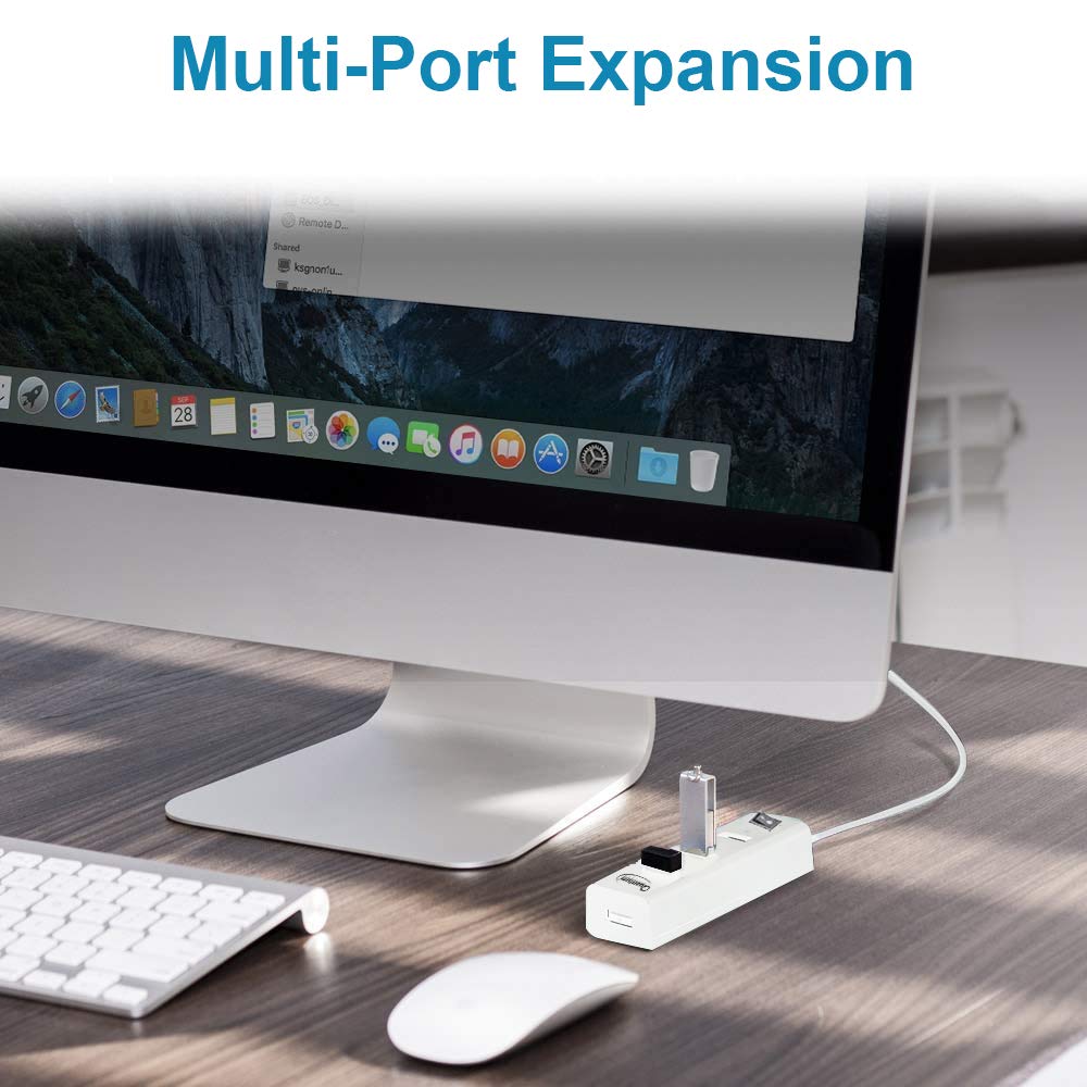 Quantum QHM6660 4 Port Hi-Speed USB Hub with Power Switch (White)