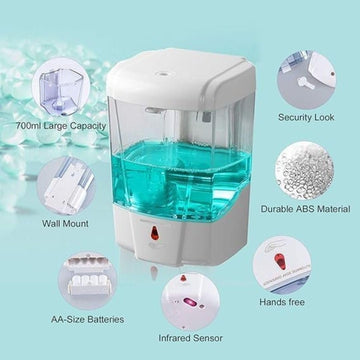 Automatic Soap Dispenser, Battery Operated, Smart Sensor Technology, Touch-Free Operation, Adjustable Soap Levels, 700ml Capacity, Ideal for Sanitizer, Handwash, Shampoo &amp; Dishwasher Gel