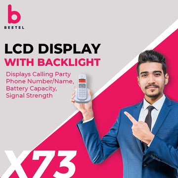 Beetel X73N 2.4Ghz Cordless Landline Phone with Caller ID Display, 2-Way Speaker Phone with Volume Controls, Auto Answer, Alarm Function, Stylish Design (Grey/White)(X73N)