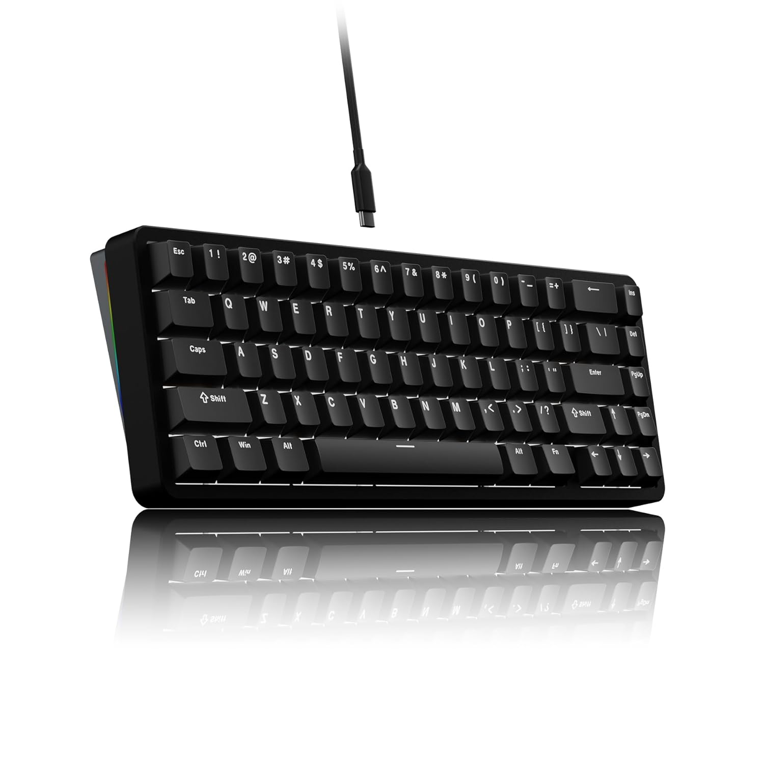 Chilkey ND65 Wired Aluminum Mechanical Keyboard, 65% Layout Portable Gaming Keyboard, PBT Doubleshot Keycaps, Hot Swappable Custom Keyboard for Laptop and Office PC - Black