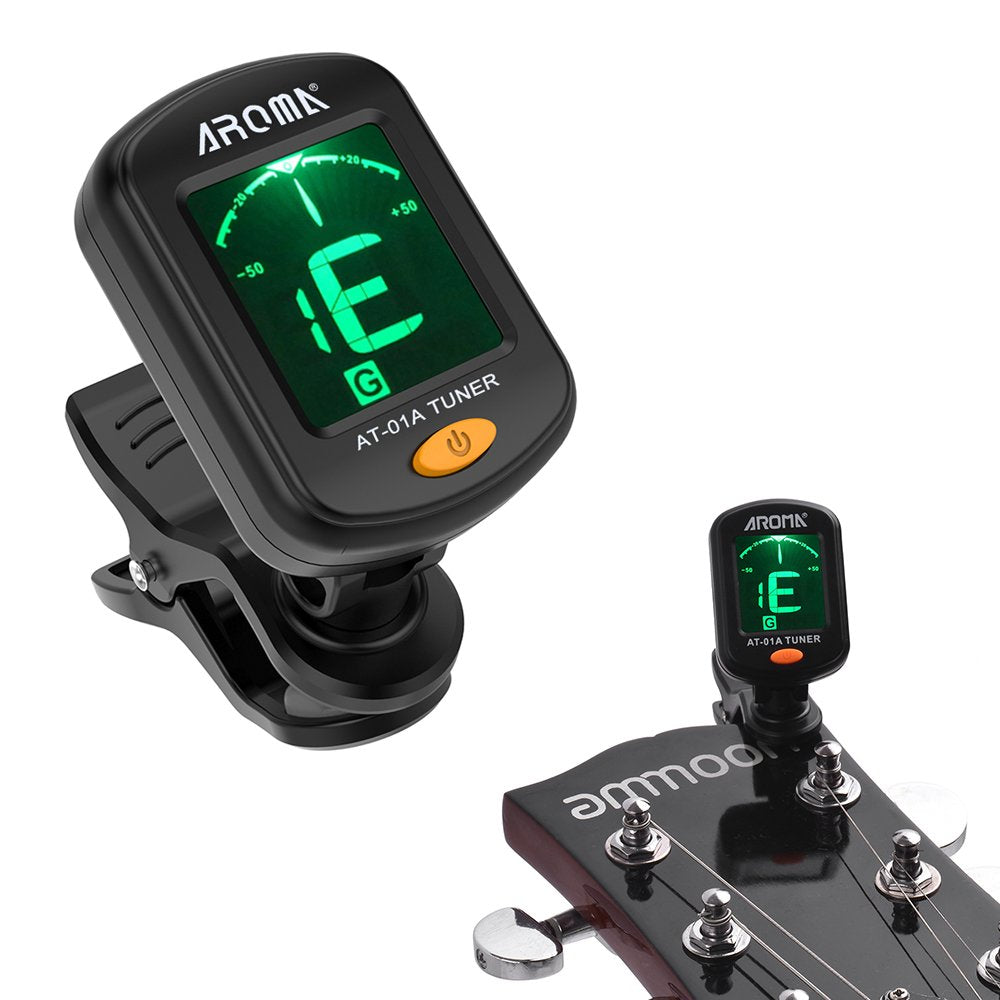 Docooler AROMA Guitar Tuner AT-01A Rotatable Clip-on Tuner LCD Display for Chromatic Guitar Bass Ukulele Violin