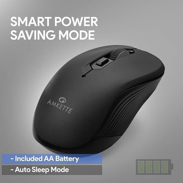 Amkette 421 Hush Pro Nexus 2.4GHz Wireless, USB Mouse, Black