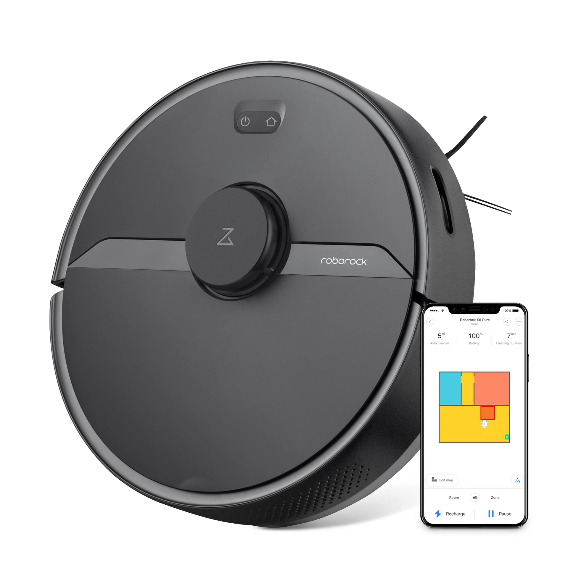roborock Q7 M5+ Robot Vacuum and Mop, Upgraded from Q5 Max+, Up to 7-9 Weeks Self-Empty, 10000Pa Suction, Dual Anti-Tangle System for Pet Hair & Carpet, PreciSense LiDAR Navigation, App Control, White