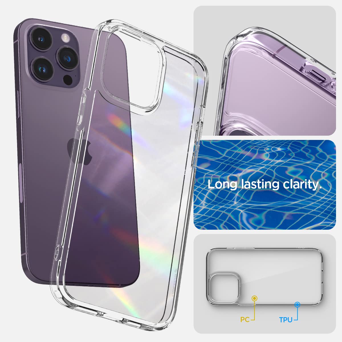 Spigen Ultra Hybrid Back Cover Case Compatible with iPhone 14 Pro Max (TPU + Poly Carbonate | Crystal Clear)
