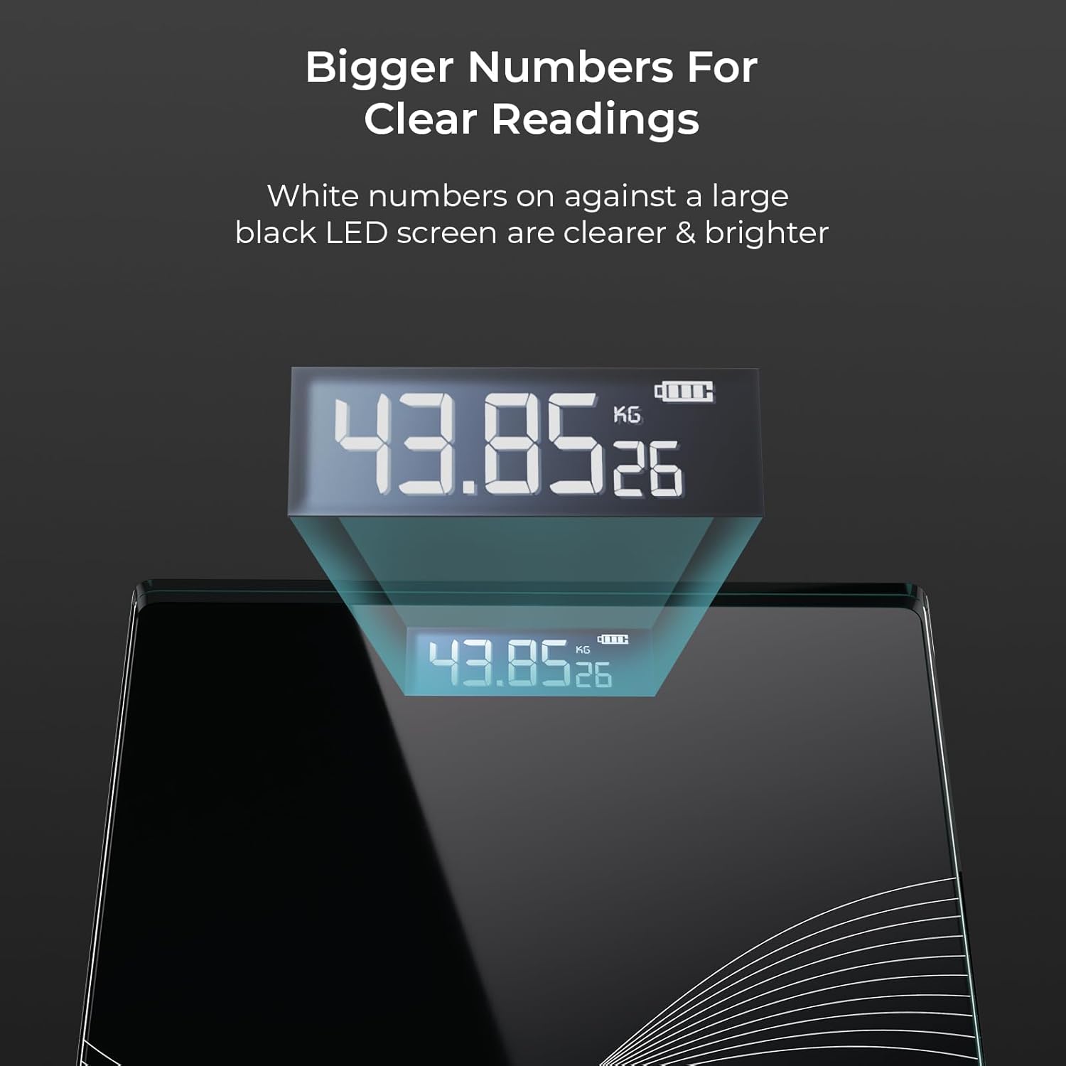 beatXP Wave Weighing Machine with Backlit LCD Panel & 6mm Thick Tempered Glass, Weight Machine for Body Weight with 2 Year Warranty