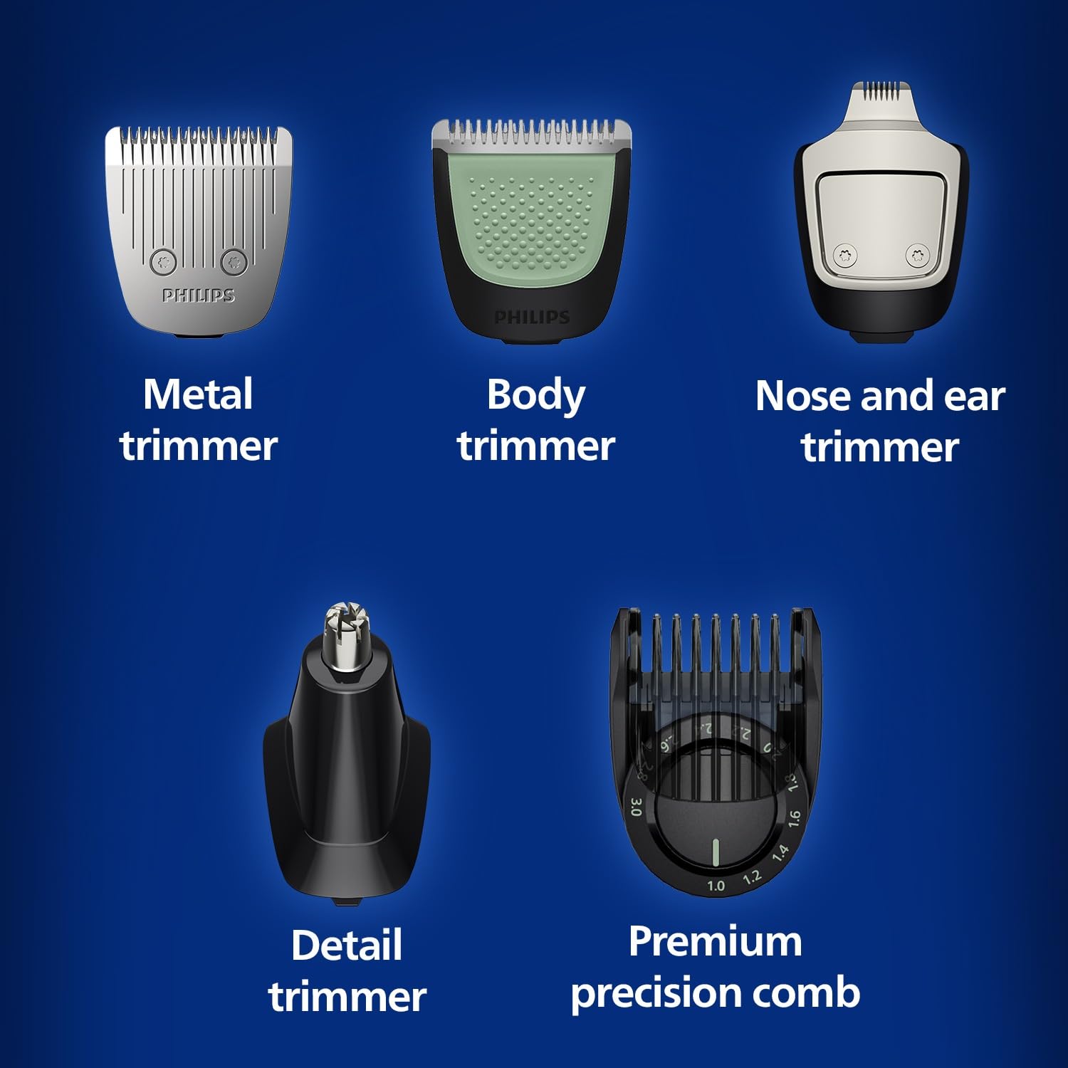 Philips India's No.1 Men's Trimmer | BeardSense Technology | 13-in-1 Trimmer | Precision Trimming | Face, Hair & Body | Nose/Ear Trimming | 2+3yrs* warranty | 120 Min Runtime, MG7922/15, Green