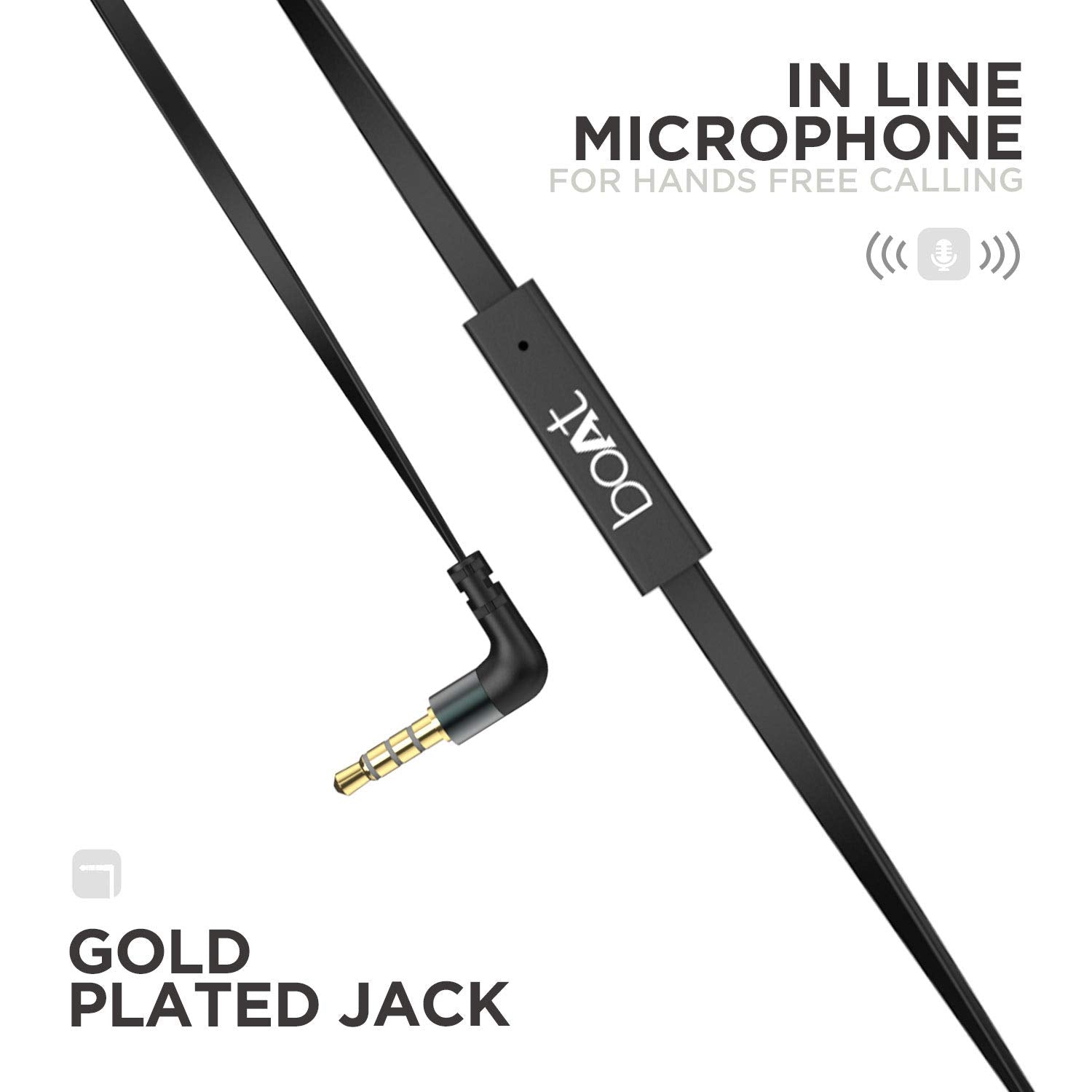 Boat BassHeads 225 in-Ear Super Extra Bass Wired Headphones, with Mic (Black)