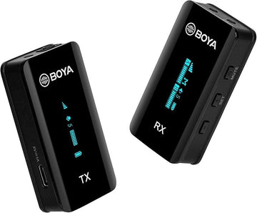 Boya BY-XM6-S1 2.4GHz Dual Channel Ultra-Compact Wireless Microphone System with OLED Display Real-time Monitoring Rechargable for vlogging, Live Streaming, Interview for DSLR Camera Smartphone PC…