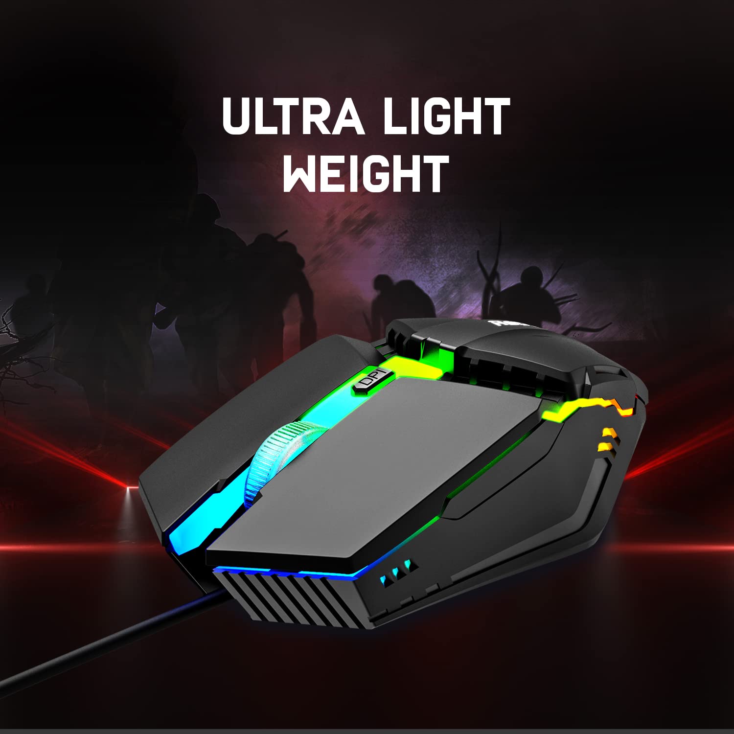 Redgear A-10 Wired Gaming Mouse with RGB LED, Lightweight and Durable Design, DPI Upto 2400, Compatible with Windows.