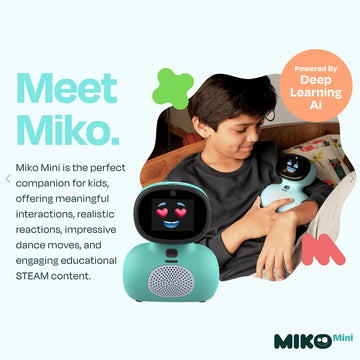 Miko Mini AI Robot | 2 Years Free Max | STEAM Learning for Kids 5+ | Blue | Toy robot for kids