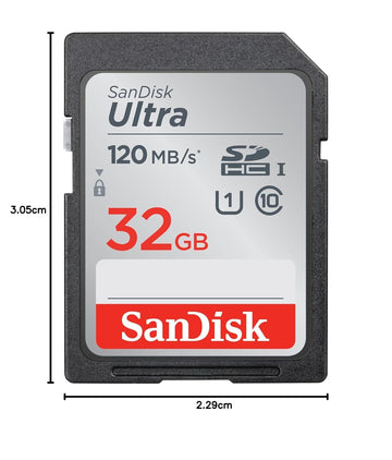 SanDisk Ultra SDHC UHS-I Card 32GB 120MB/s R for DSLR Cameras, for Full HD Recording, 10Y Warranty