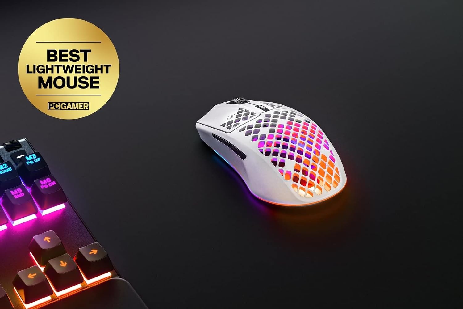 SteelSeries Aerox 3 Wireless - Super Light Gaming Mouse - 18,000 CPI TrueMove Air Optical Sensor - Ultra-Lightweight 68g Water Resistant Design - 200 Hour Battery Life Snow,White,62612