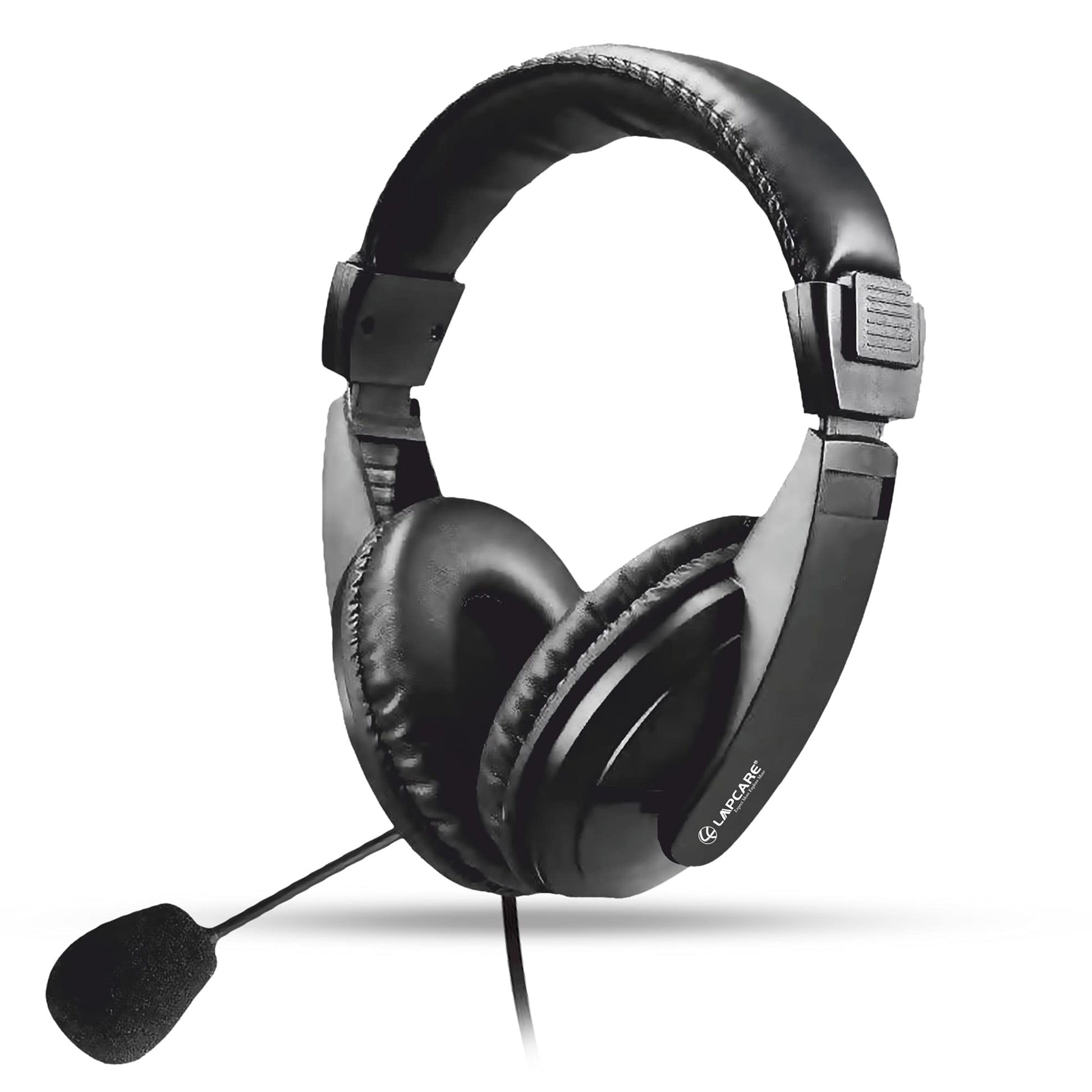 LAPCARE LWS004 Black | Adjustable Headset | Ideal for Gaming and Voice Recording | Compatible with Computer/Mobile Phones/Xbox/PS4 | Wired Over Ear Headphone with Mic