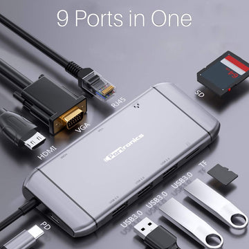 Portronics Mport 9C | Multiport USB Hub | Type C Connectivity Compatible with Windows Laptops & Macbooks | M1 air | 1000MBPS Ethernet Port | USB 3.0 | Support upto 100W PD Charging for Laptops(Silver)