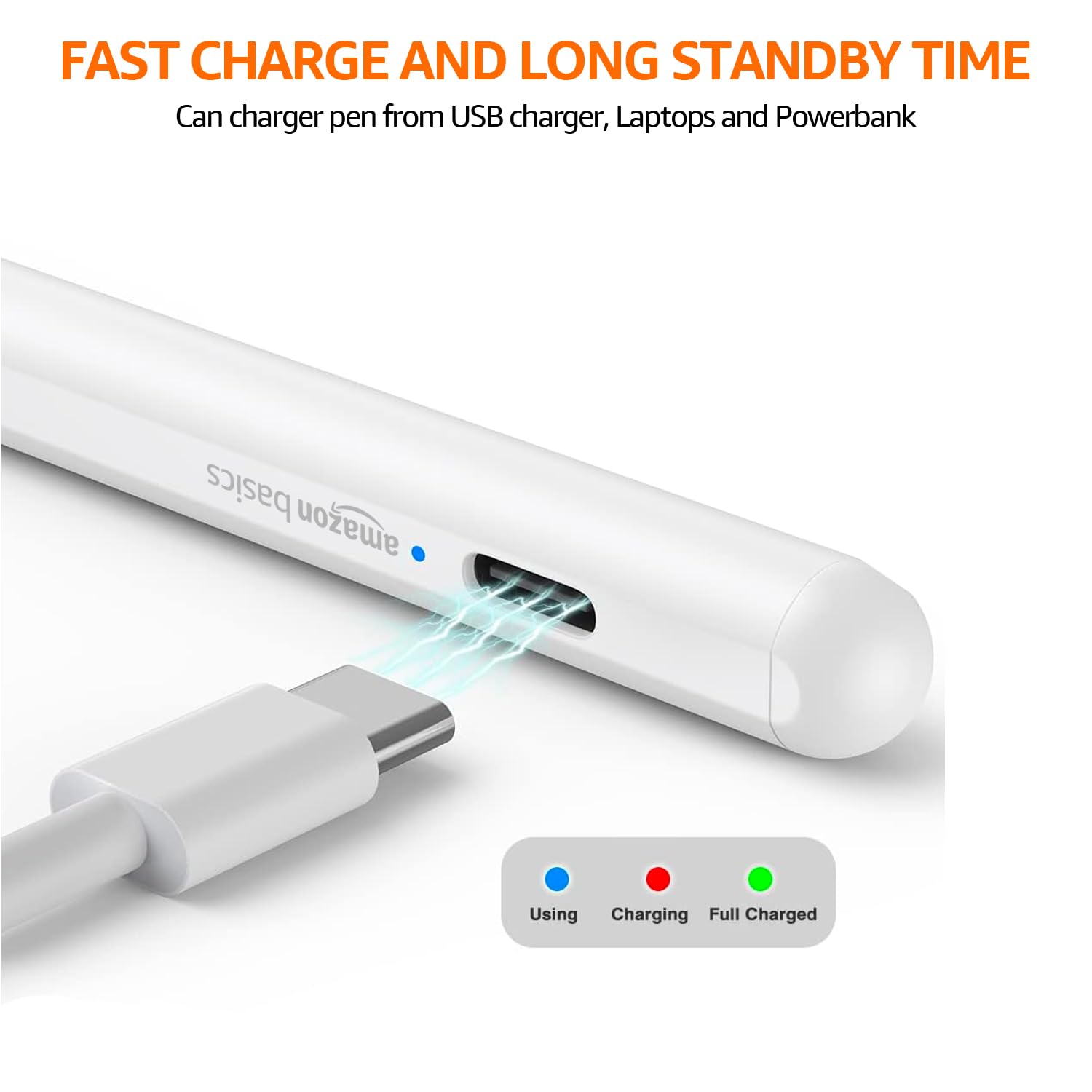 Amazon Basics Universal Stylus Pen for Touch Screens | Android, iOS (iPad and iPad Pro) | Fine Point Stylus Pen (White)