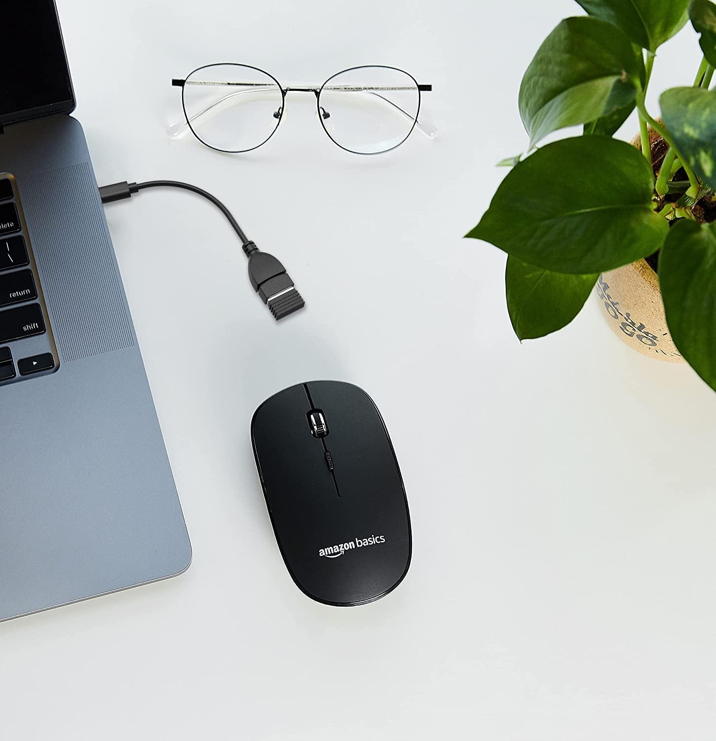 amazon basics AmazonBasics Wireless Mouse | 2.4 GHz Connection, 1600 DPI | Type - C Adapter | Upto 12 Months of Battery Life | Ambidextrous Design | Suitable for PC/Mac/Laptop