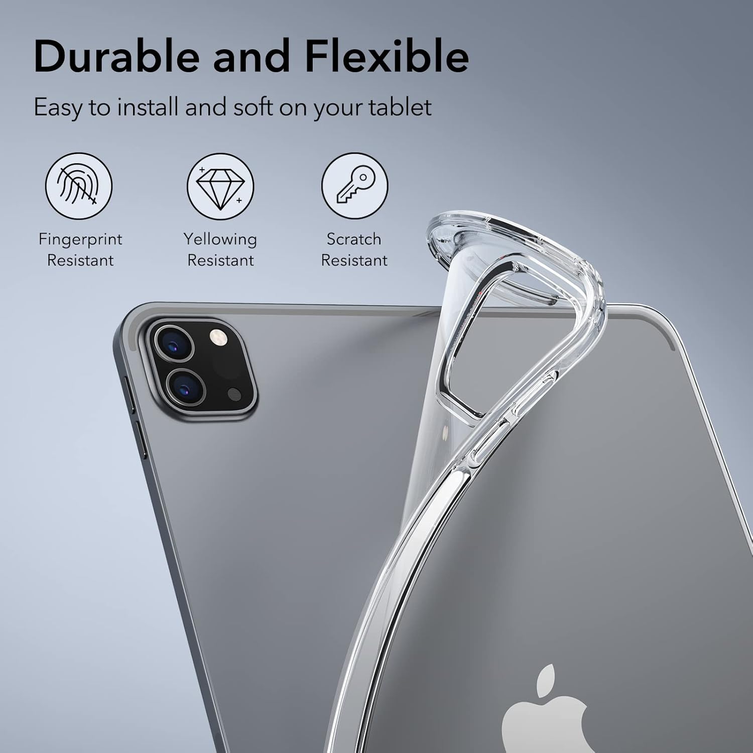 ESR for iPad Pro 11 inch Case (2022/2021, 4th/3rd Generation), Transparent Back Cover, Soft Protective, Supports Pencil 2, Project Zero Series Case, Clear