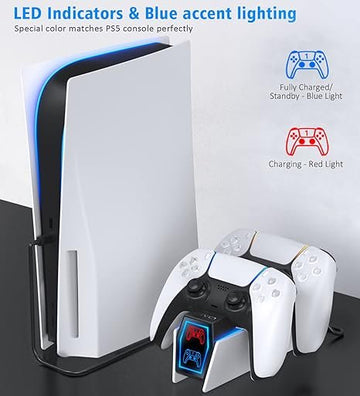 OIVO PS5 Charging Station, 2H Fast PS5 Controller Charger for Playstation 5 Dualsense Controller, Upgrade PS5 Charging Dock with 2 Types of Cable, PS5 Charger for Dual PS5 Controller - Black