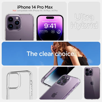 Spigen Ultra Hybrid Back Cover Case Compatible with iPhone 14 Pro Max (TPU + Poly Carbonate | Crystal Clear)