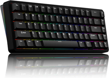 Chilkey ND65 Wireless Aluminum Mechanical Keyboard, 65% Layout Portable Gaming Keyboard, Tri-Mode BT5.0/2.4GHz/USB-C Hot Swappable Custom RGB Backlit Key Board for Laptop Office PC - Black