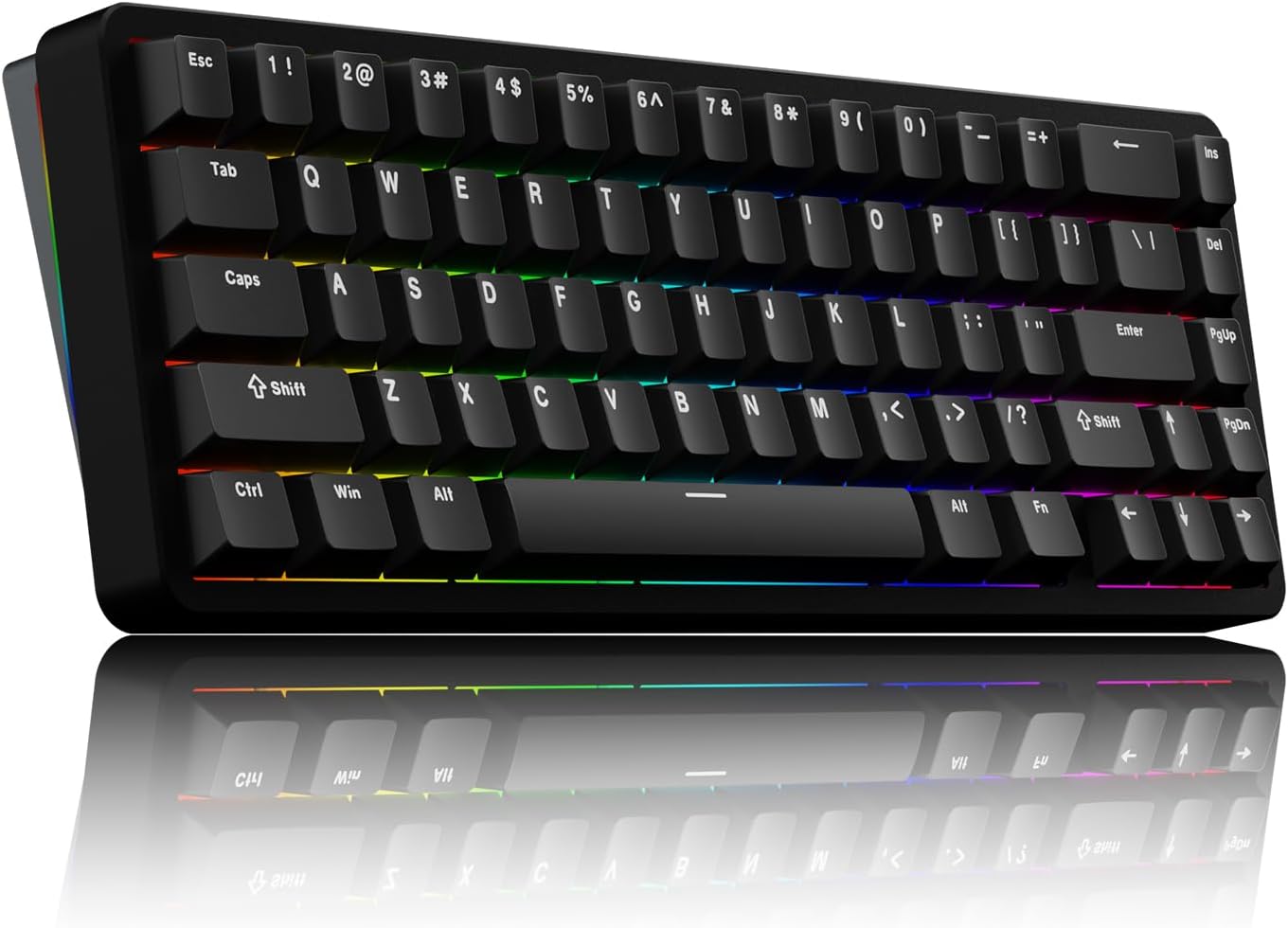 Chilkey ND65 Wireless Aluminum Mechanical Keyboard, 65% Layout Portable Gaming Keyboard, Tri-Mode BT5.0/2.4GHz/USB-C Hot Swappable Custom RGB Backlit Key Board for Laptop Office PC - Black