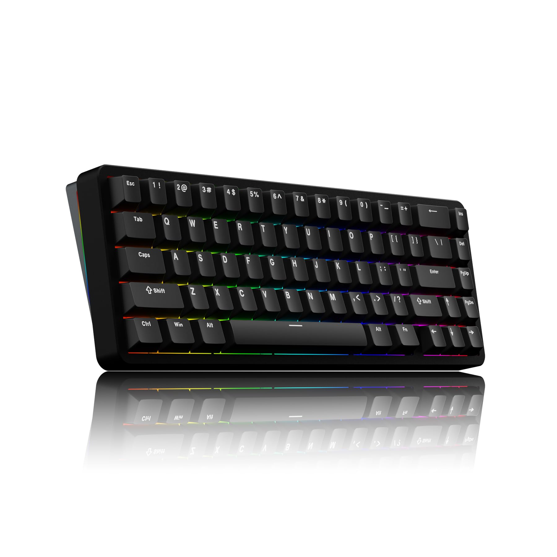 Chilkey ND65 Wired Aluminum Mechanical Keyboard, 65% Layout Portable Gaming Keyboard, PBT Doubleshot Keycaps, Hot Swappable Custom Keyboard for Laptop and Office PC - Black