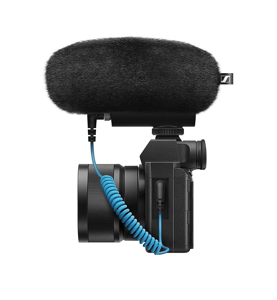 Sennheiser MKE 400 Compact On-Camera Shotgun Microphone | Super-Cardioid Directional Pickup | Integrated Wind Protection | 3-Step Sensitivity Switch | Ideal for Vlogging & Mobile Journalism