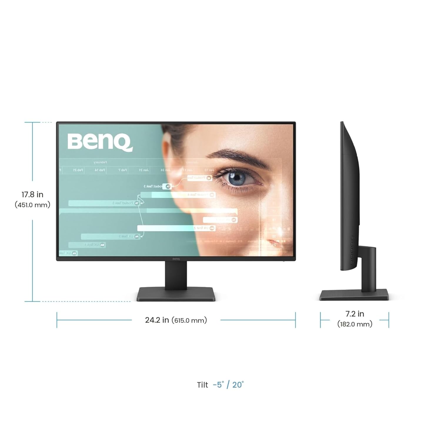 BenQ GW2791 27” 1920x1080 FHD 100Hz IPS Eye-Care 99% sRGB Monitor| HDMI| DisplayPort| Ultra Slim Bezel| TUV-Certified| Flicker-Free| Low Blue Light Plus (Black)