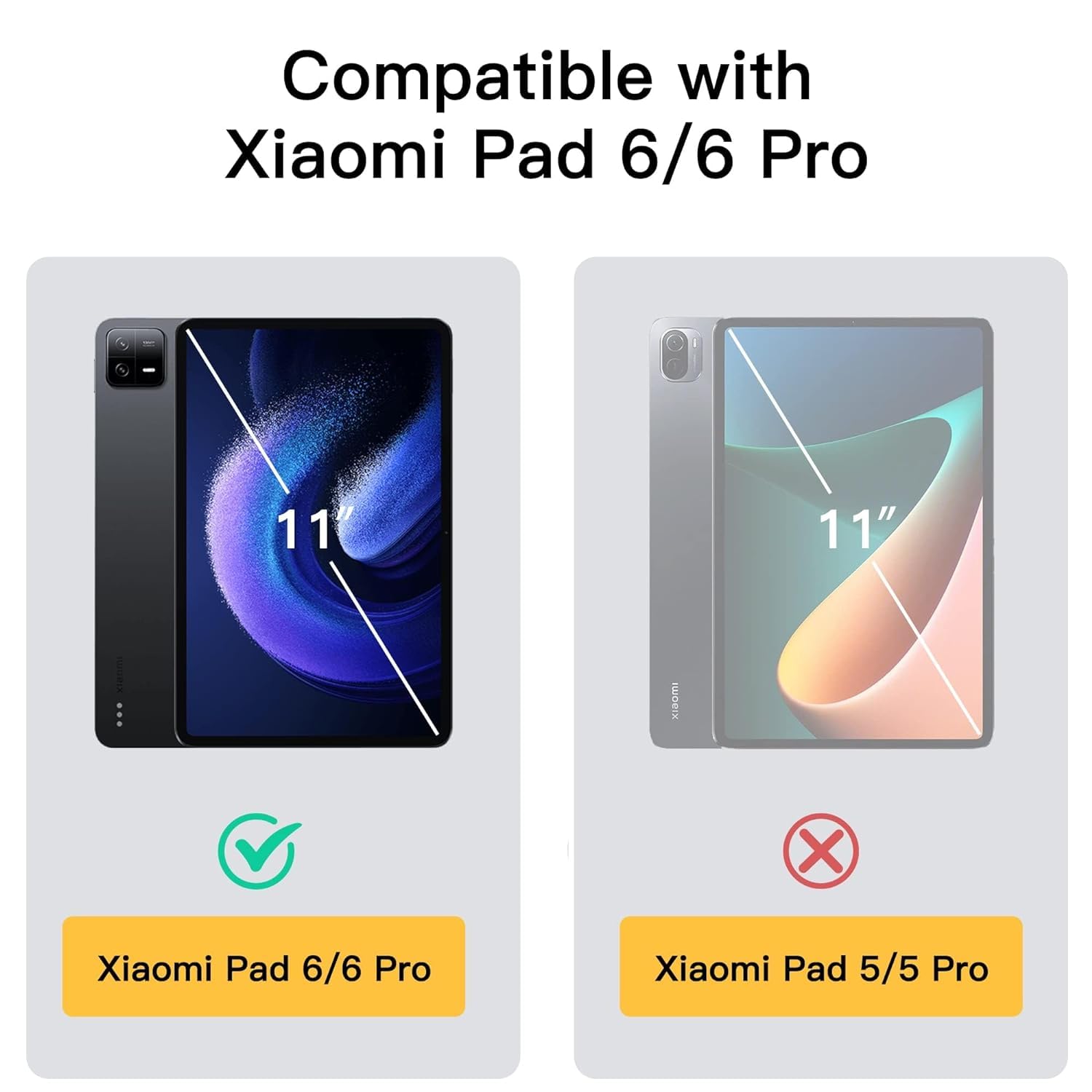 Amazon Basics Trifold Smart Hard Matte Back Cover Flip Stand Case Compatible with Xiaomi Mi Pad 6 11 inch Case Cover [Auto Sleep/Wake Case] - Black