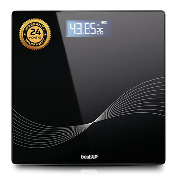 beatXP Wave Weighing Machine with Backlit LCD Panel & 6mm Thick Tempered Glass, Weight Machine for Body Weight with 2 Year Warranty
