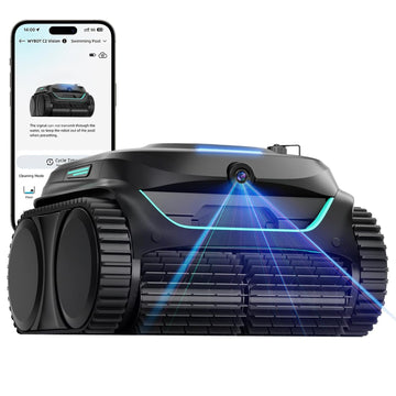 (2025 New) WYBOT C2 Vision Robotic Pool Cleaner with Camera, 8-in-1 Pool Vacuum for Inground Pools, Powerful Suction, Ultra-Fine Filter Pool Robot, Wall Climbing, Smart Navigation, Black