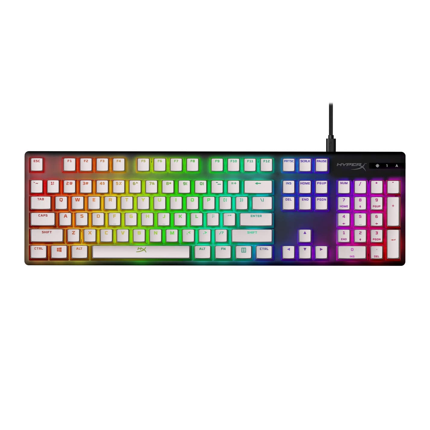HyperX Double Shot Pbt Pudding Full OEM Profile, English Us Layout 104 Keycaps Set with Translucent Layer for Mechanical Keyboards - White (Hkcpxp-Wt-Us/G)