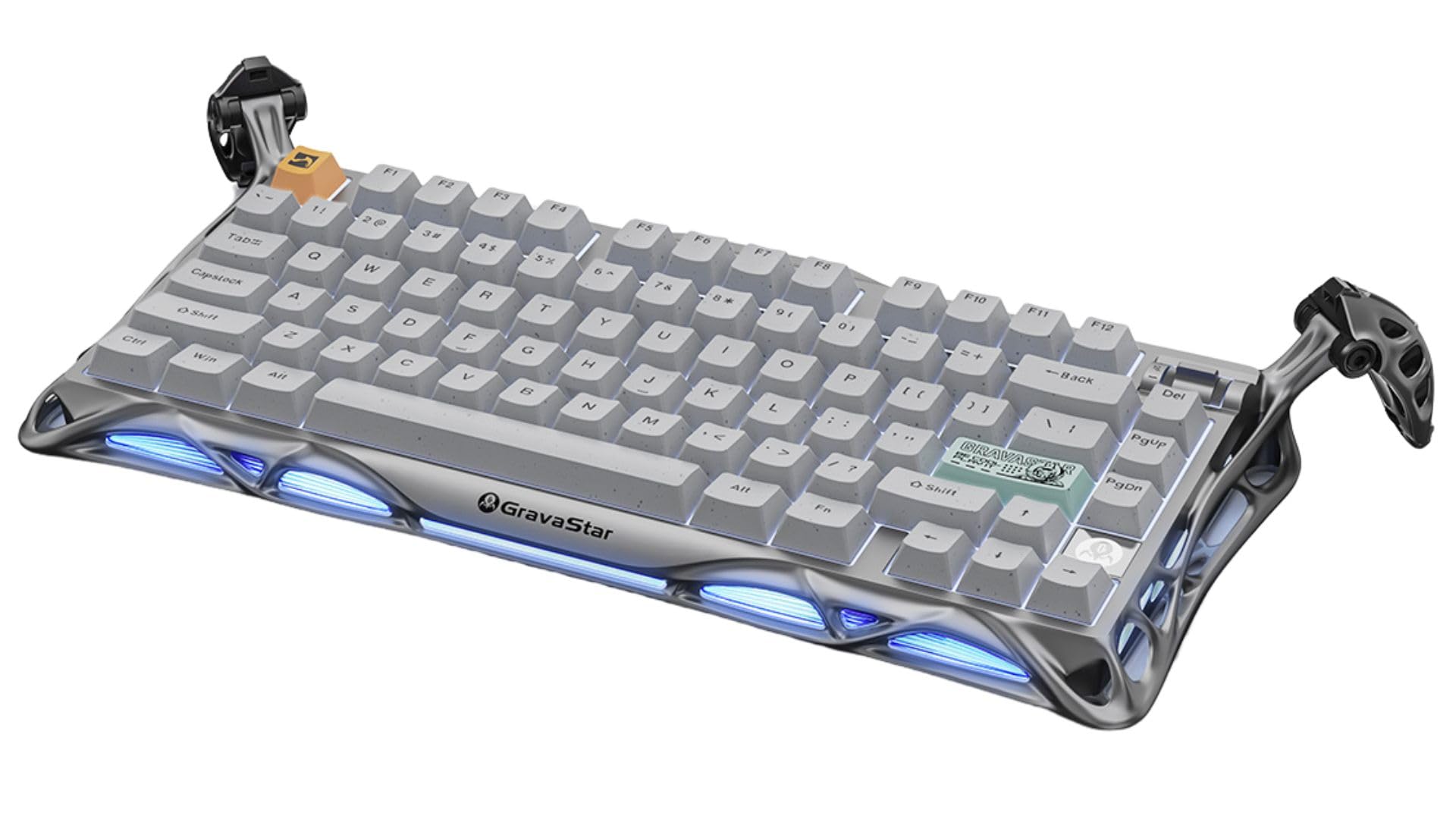 GravaStar Mercury K1 Pro Wireless Mechanical Gaming Keyboard, 75% Layout RGB Custom Keyboard, Aluminum Alloy Matte Black Frame with Phoenix-Inspired Keycaps, Hot-Swappable Linear Switches – CyberFlare