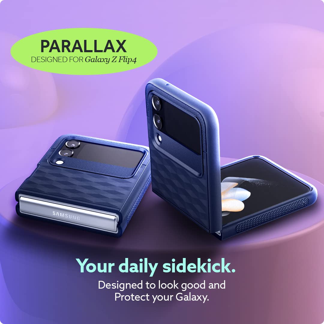 CASEOLOGY by Spigen Parallax Back Cover Case Compatible For Samsung Galaxy Z Flip 4 (TPU and Polycarbonate|Midnight Blue)