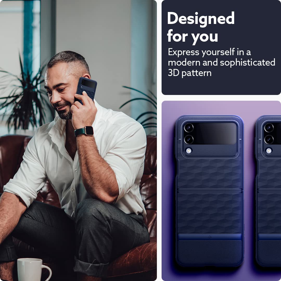 CASEOLOGY by Spigen Parallax Back Cover Case Compatible For Samsung Galaxy Z Flip 4 (TPU and Polycarbonate|Midnight Blue)