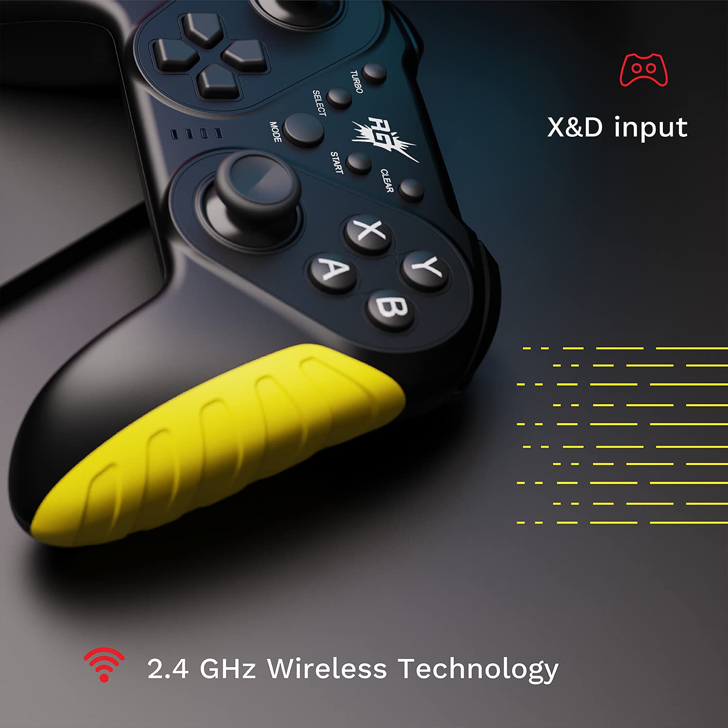 Redgear MS-150 Wireless Gamepad with 2.4GHz Wireless Technology, 2 Digital triggers, 2 Analog Sticks, Integrated Dual Intensity Motor, Type-c Charging for PC(Punk Yellow)