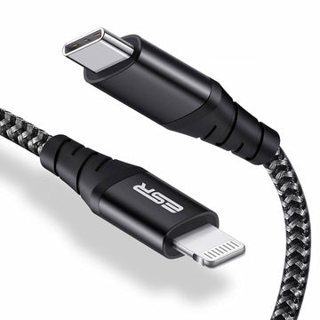 ESR USB C to Lightning Cable, 10 ft (3 m), MFi-Certified, Braided Nylon Power Delivery Fast Charging for iPhone 14/14 Plus/14 Pro/14 Pro Max, iPhone 13/12/11/X/8 Series Type-C Chargers, Black